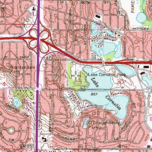 Topographic Map of Lake Cornelia Park, MN