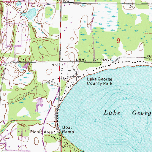 Topographic Map of Lake George County Park, MN