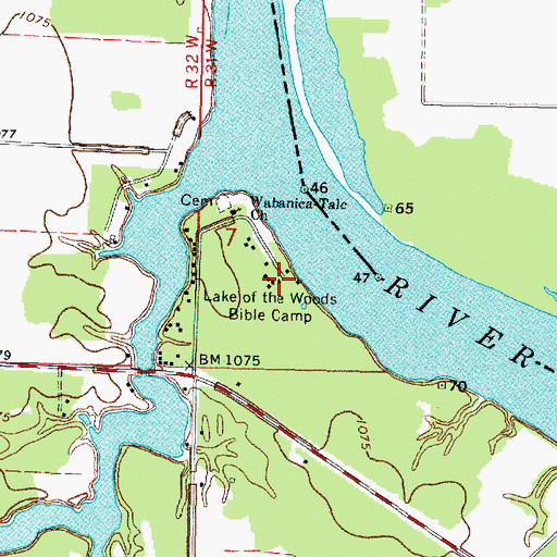 Topographic Map of Lake of the Woods Bible Camp, MN