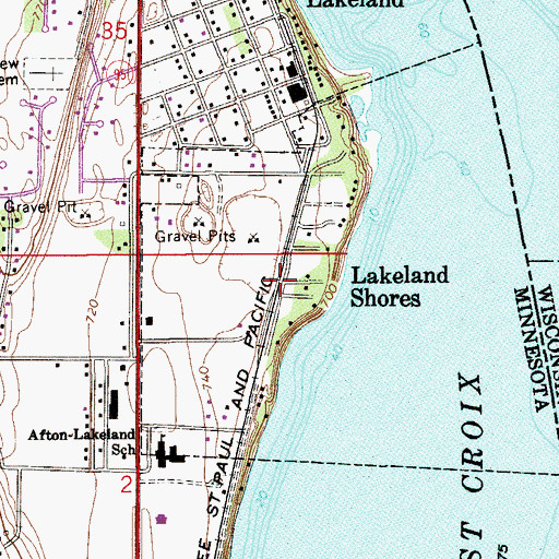 Topographic Map of Lakeland Shores, MN