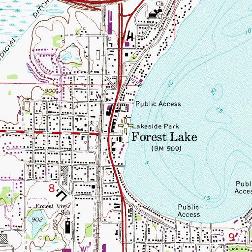 Topographic Map of Lakeside Park, MN