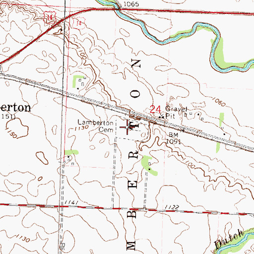 Topographic Map of Lamberton Cemetery, MN