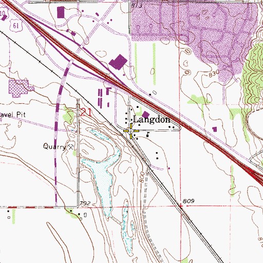 Topographic Map of Langdon, MN