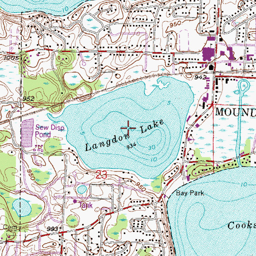 Topographic Map of Langdon Lake, MN