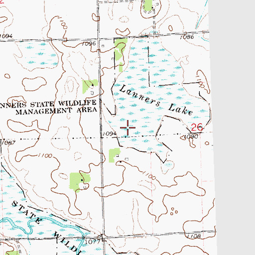 Topographic Map of Lanners State Wildlife Management Area, MN