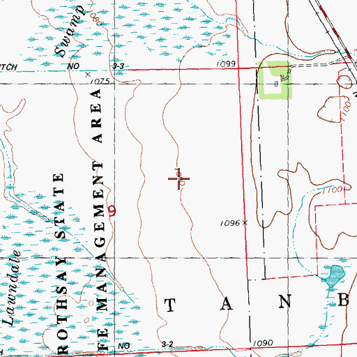 Topographic Map of Lawndale Swamp, MN