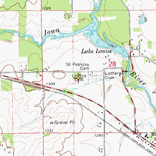 Topographic Map of Le Roy Cemetery, MN