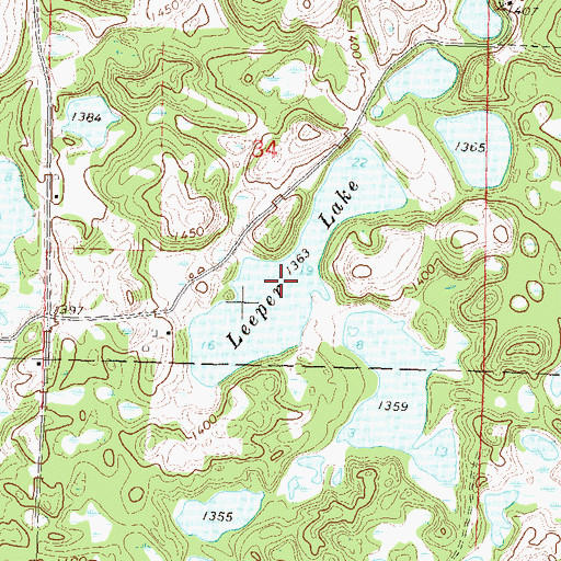 Topographic Map of Leeper Lake, MN