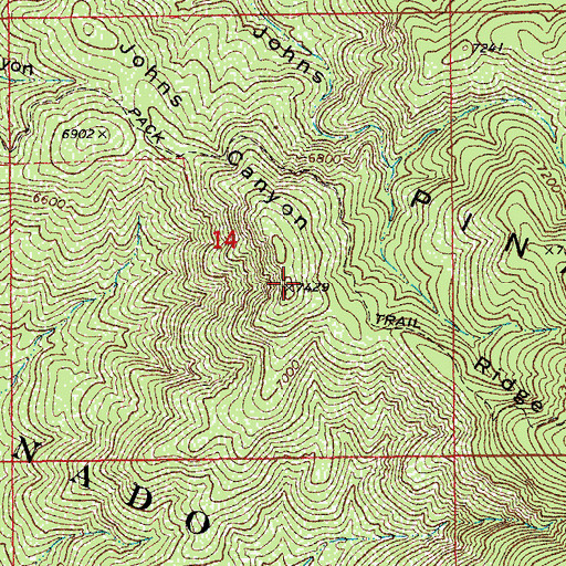 Topographic Map of Johns Canyon Ridge, AZ