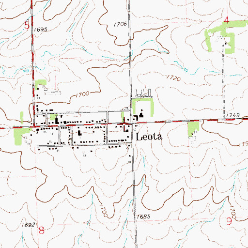 Topographic Map of Leota, MN
