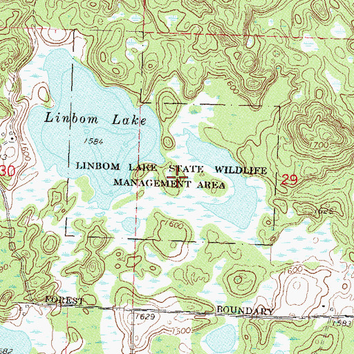 Topographic Map of Linbom Lake State Wildlife Management Area, MN