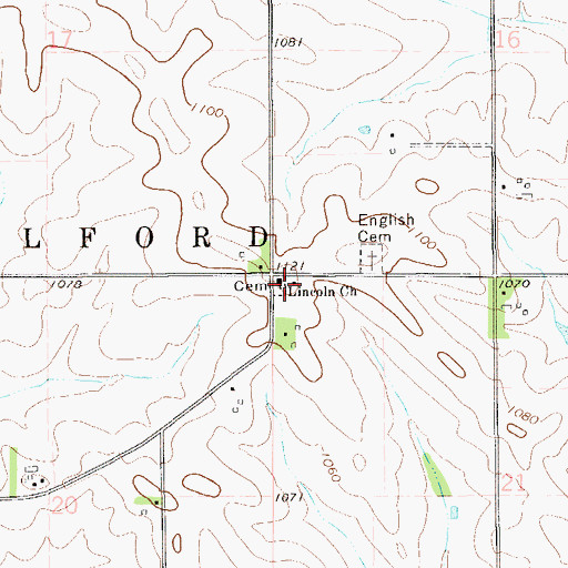 Topographic Map of Lincoln Church, MN