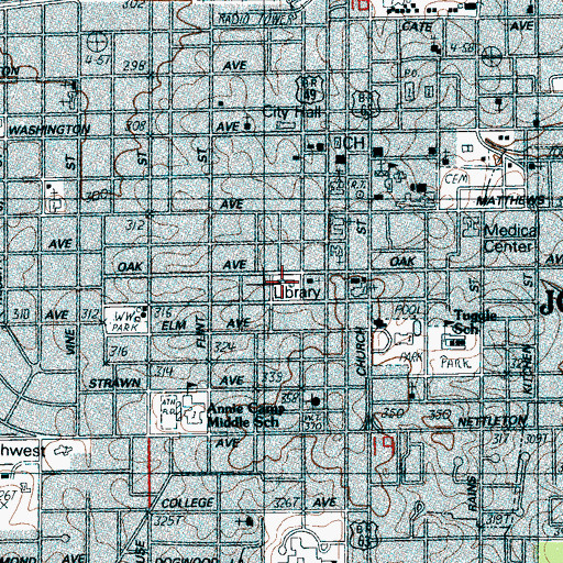 Topographic Map of Craighead County and Jonesboro Public Library, AR