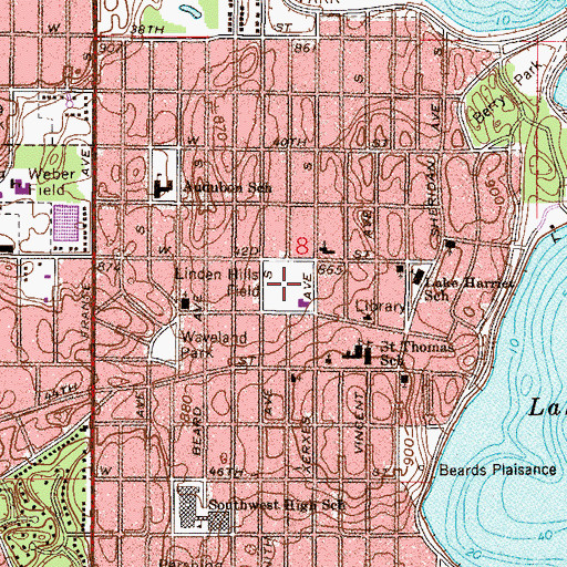 Topographic Map of Linden Hills Field, MN