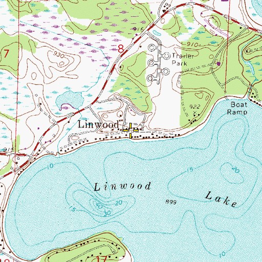 Topographic Map of Linwood, MN