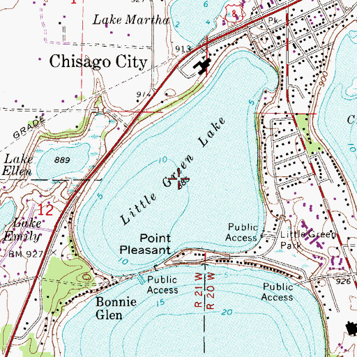 Topographic Map of Little Green Lake, MN