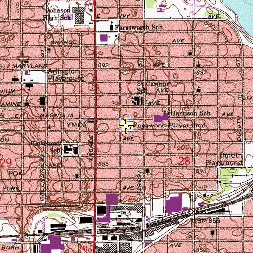 Topographic Map of Lockwood Playground, MN