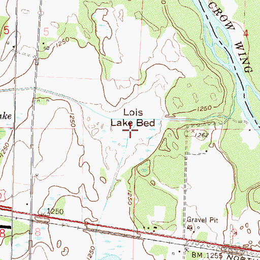 Topographic Map of Lois Lake Bed, MN