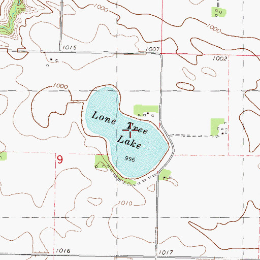 Topographic Map of Lone Tree Lake, MN