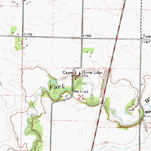 Topographic Map of Long Lake Church, MN