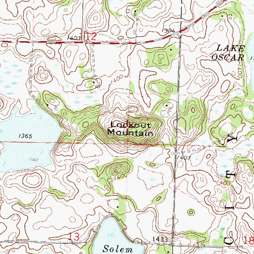 Topographic Map of Lookout Mountain, MN