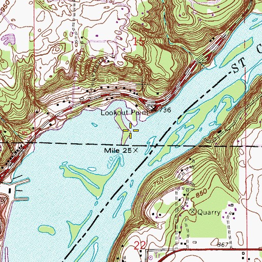 Topographic Map of Lookout Point, MN