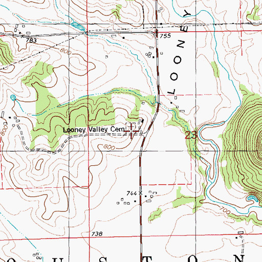 Topographic Map of Looney Valley Cemetery, MN