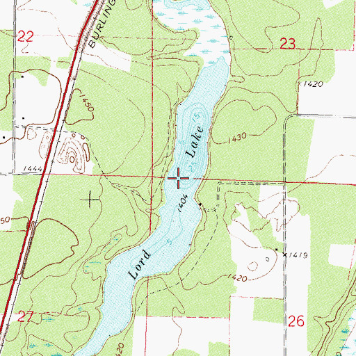 Topographic Map of Lord Lake, MN