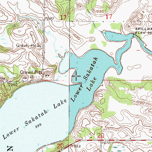 Topographic Map of Lower Sakatah Lake, MN
