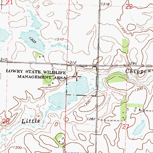 Topographic Map of Lowry State Wildlife Management Area, MN