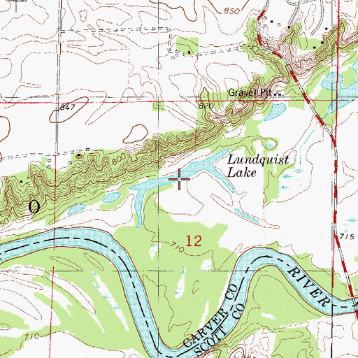 Topographic Map of Lundquist Lake, MN