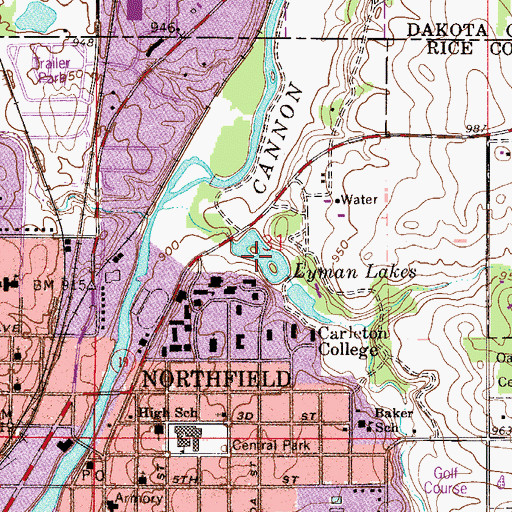 Topographic Map of Lyman Lakes, MN