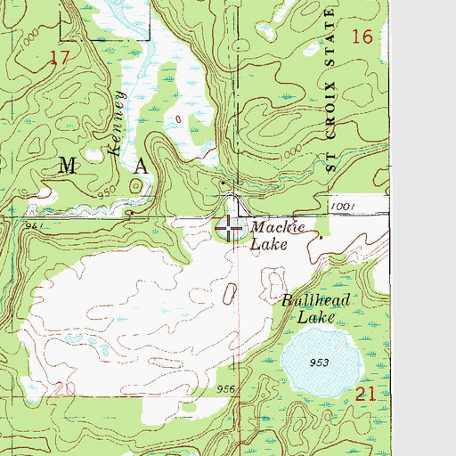 Topographic Map of Mackie Lake, MN