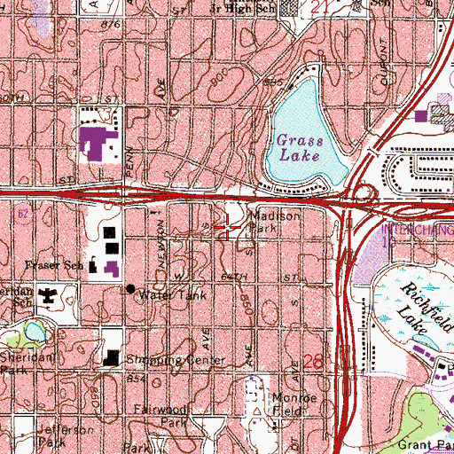 Topographic Map of Madison Park, MN