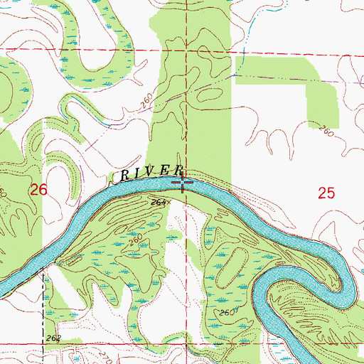 Topographic Map of Reeves Reach, AR