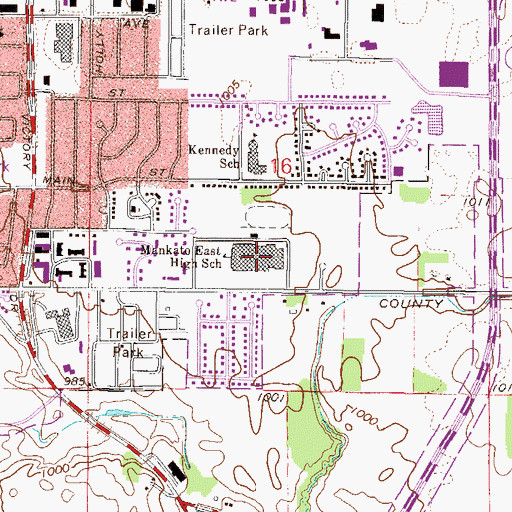 Topographic Map of Mankato East High School, MN