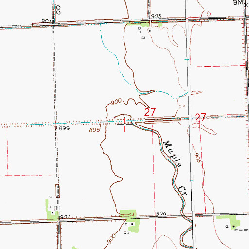Topographic Map of Maple Creek, MN