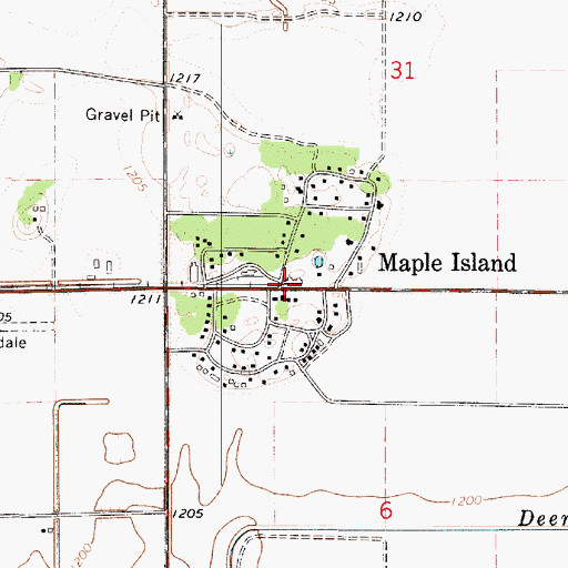 Topographic Map of Maple Island, MN