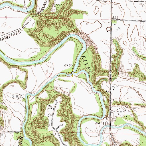 Topographic Map of Maple River, MN