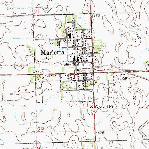 Topographic Map of Marietta, MN