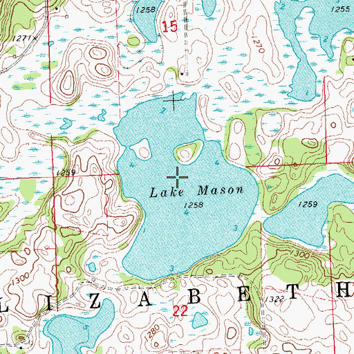 Topographic Map of Lake Mason, MN