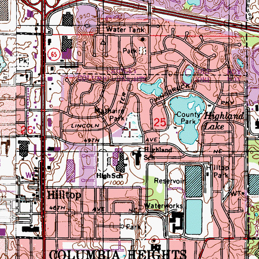 Topographic Map of Mathaire Park, MN