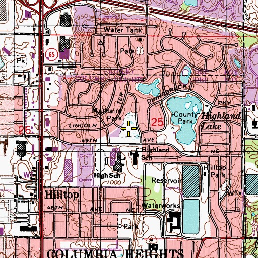 Topographic Map of Mathaire Park, MN
