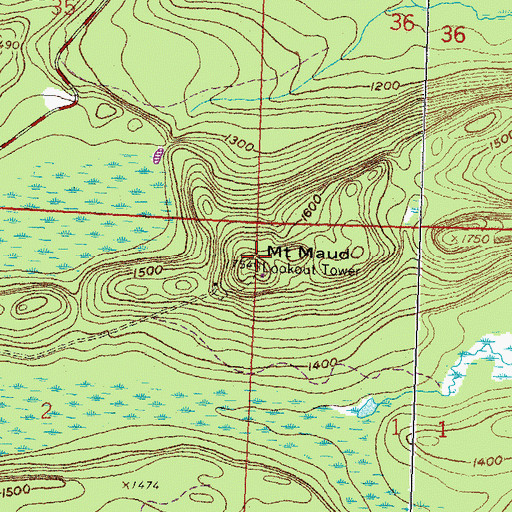 Topographic Map of Mount Maud, MN