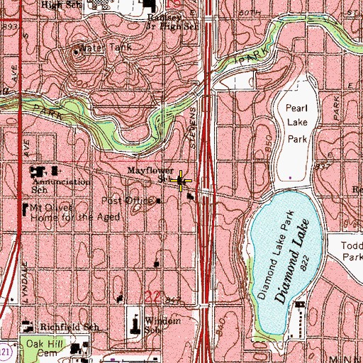 Topographic Map of Mayflower School, MN