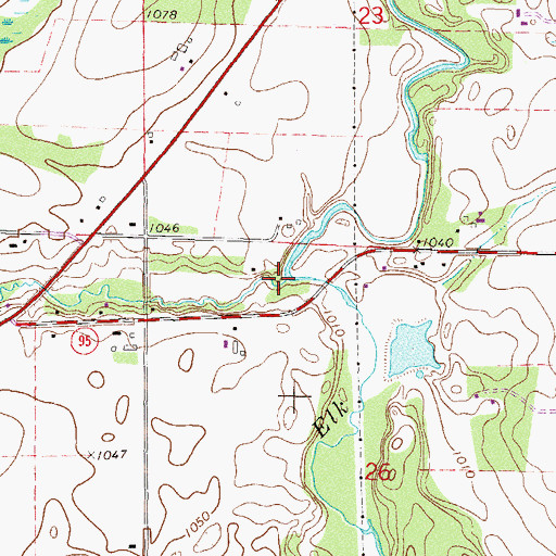Topographic Map of Mayhew Creek, MN