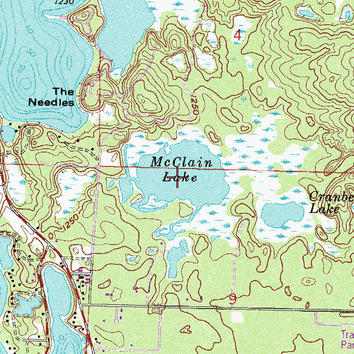 Topographic Map of McClain Lake, MN