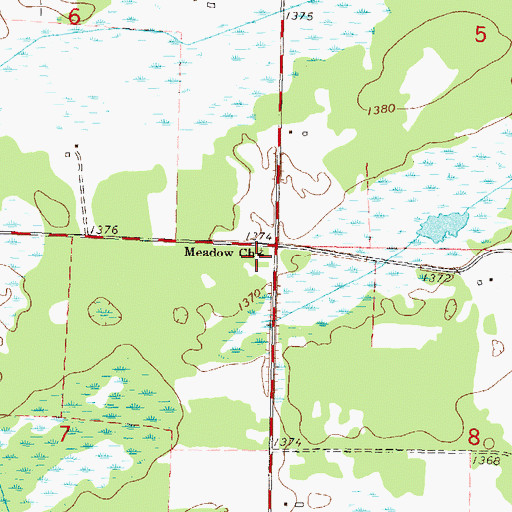 Topographic Map of Meadow Church, MN