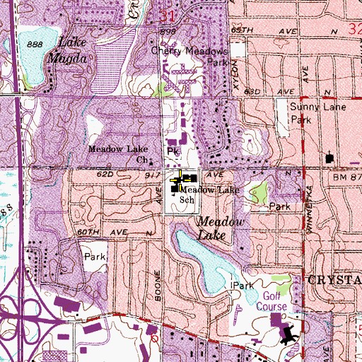 Topographic Map of Meadow Lake Elementary School, MN