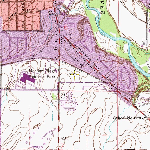 Topographic Map of Meadow Ridge Memorial Park, MN